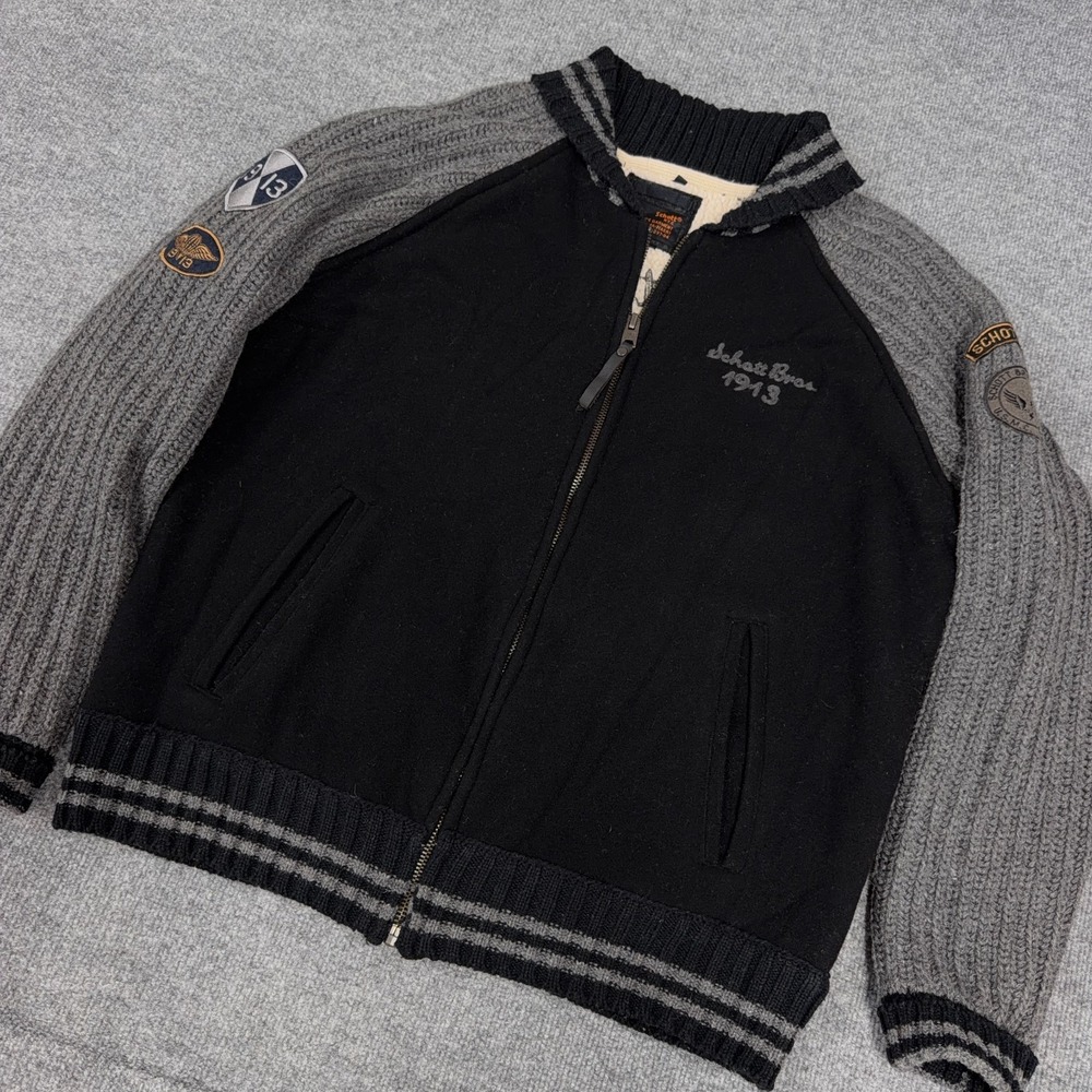 Schott NYC Bomber Jacket Men 2XL Wool Army Type MA-7 Military Sherpa Fleece Line